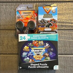 NEW Monster Jam Puzzle, Truck & Shaped Bandages - 3 Items